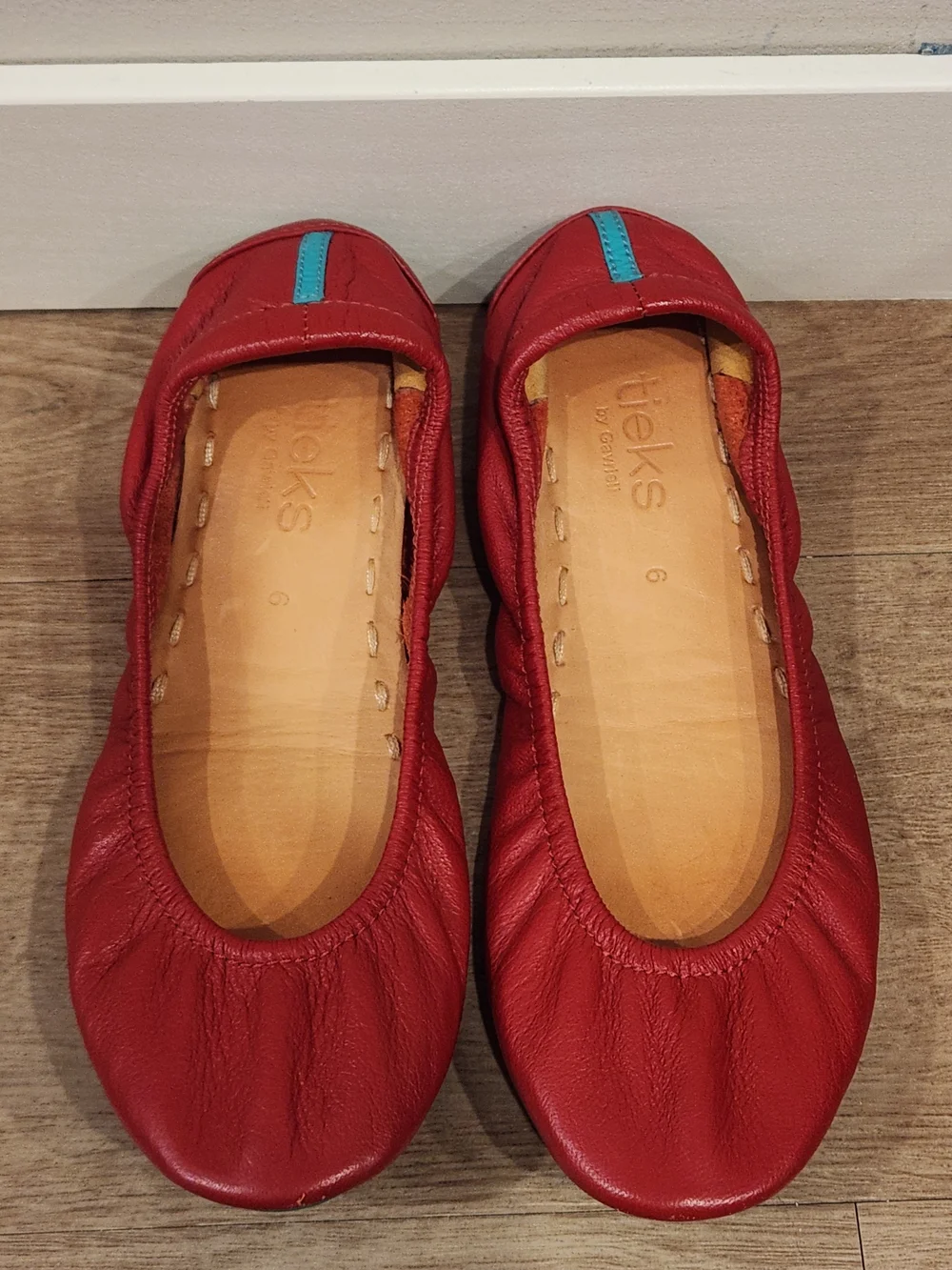 Tieks Cardinal Red Classic Leather Foldable Travel Ballet Flats Women's 6 GUC